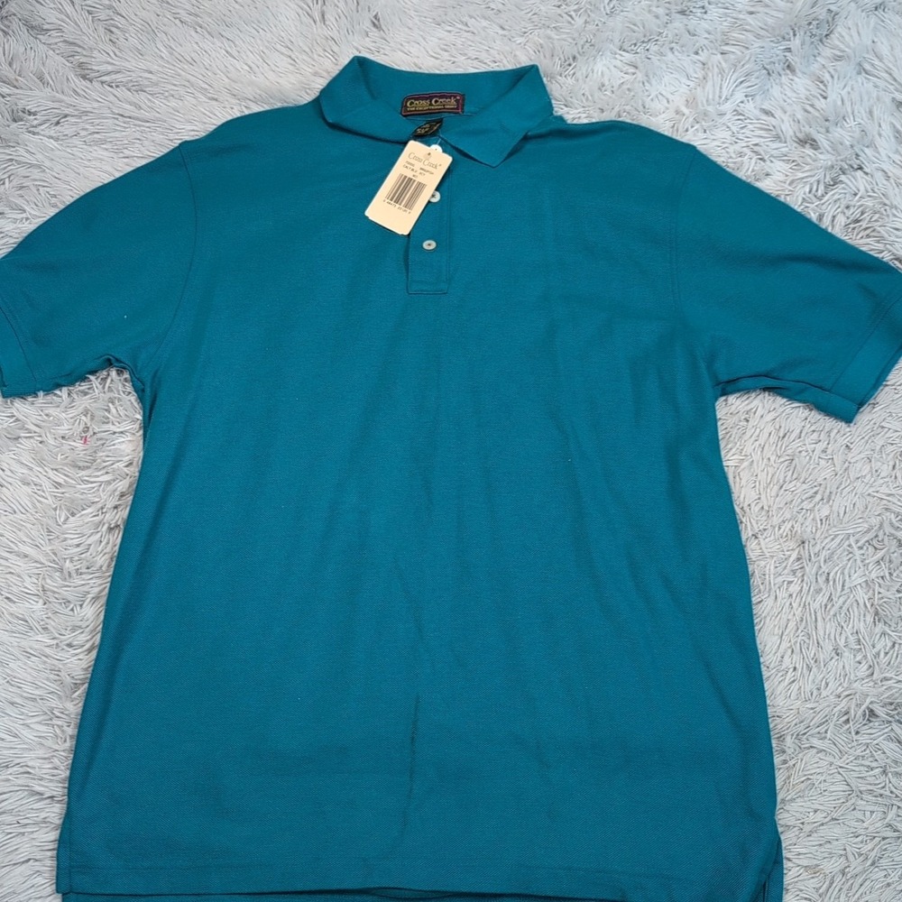 Cross Creek Shirt Mens‎ M Blue Polo Golf Athletic Preppy Casual Comfort